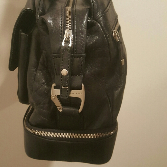 Piquadro Black Leather Duffle Bag Weekender - Picture 9 of 16